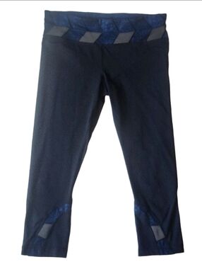 Lululemon Run Inspire Crop II Leggings Size 8 Blue Geometric Reflective Mesh 21"